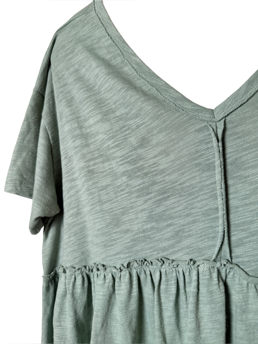 American Eagle Outfitters Medium Sage Green V-Neck Peplum Tunic - Picture 4 of 10